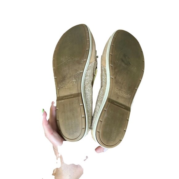 Sperry Top-Sider Coil Ivy Gold Sparkle Leather Boat Shoes Women’s 8M - Picture 9 of 10